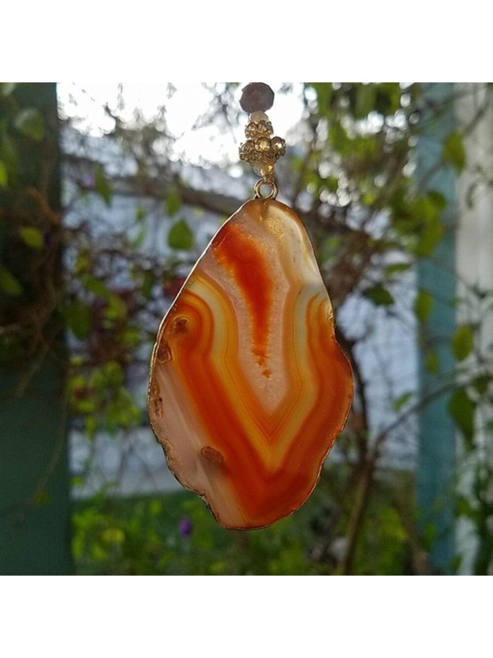 Stunning geode orange and white Agate necklace - Picture 2 of 7